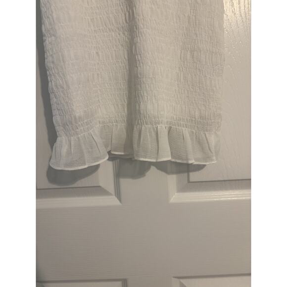 NWT She + Sky White Smocked Sleeveless Dress Small V Neck Lined - Picture 9 of 10